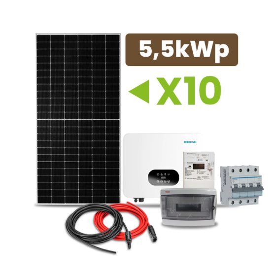 Kit Fotovoltaico Trifásico ON-GRID Hibrído (Alta Voltagem) 5,5kWp