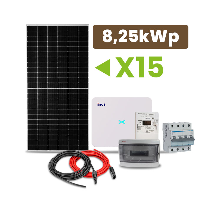 Kit Fotovoltaico Trifásico ON-GRID Hibrído (Alta Voltagem) 8,25kWp